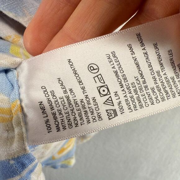 Tommy Bahama Shirt Men's Small Blue Beige Geometric Abstract 100% Linen Summer - Picture 6 of 8